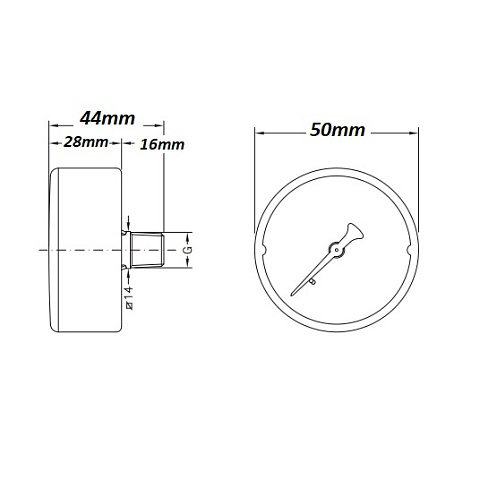Манометр Cewal M 50 PP Ø50 G1/4'' 10бар фронтальний (91459411) - фото