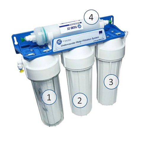 Проточный фильтр питьевой воды Aquafilter FP3-HJ-K1 с капиллярной мембраной под кухонную мойку с краном питьевой воды - фото