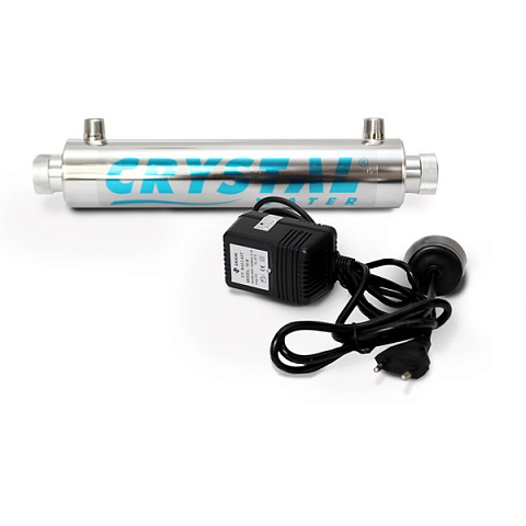 УФ установка для обеззараживания воды Crystal UV-2GPM 450л/час 16Вт G1/2'' 40°C 6bar (ультрафиолетовая лампа) - фото