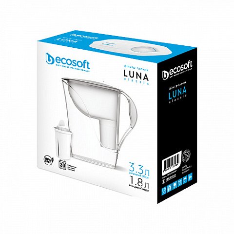 Фільтр-глечик Ecosoft Luna Classic 3,3л (білий) FMVLUNAWEXP - фото
