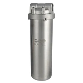 Корпус фильтра Slim 10'' HMS-10B 3/4'' из нержавеющей стали (комплект: ключ, кронштейн, саморезы) - фото