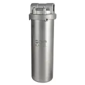 Корпус фильтра Slim 10'' HMS-10B 3/4'' из нержавеющей стали (комплект: ключ, кронштейн, саморезы) - фото