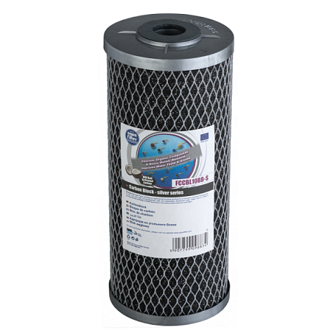 Картридж із пресованим активованим вугіллям Aquafilter FCCBL10BB-S Ø107x250мм 45°C (очищення від хлору та органічних забруднень) - фото