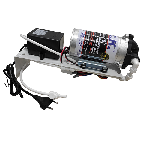 Помпа для системы обратного осмоса C.C.K. RO-988 24В G3/8'' 40°C на кронштейне с датчиками и трансформатором (для мембран 50-125GPD) - фото