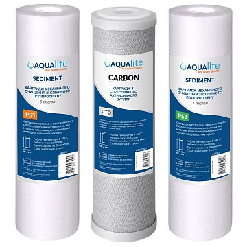Набор картриджей Aqualite OSMO (полипропилен PS5 - карбон блок CTO - полипропилен PS1) - фото