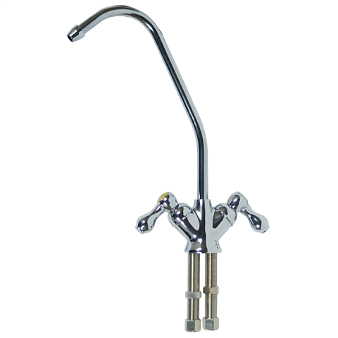 Подвійний кран ''крапля'' Aqualite K2-C (хромована латунь) - фото