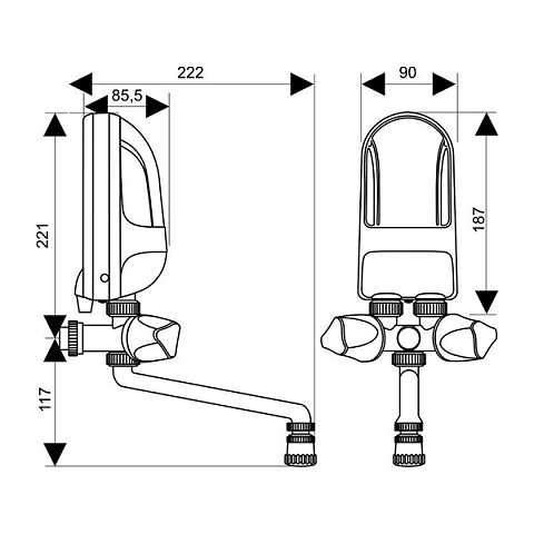 Проточный нагреватель Dafi 3,7кВт над мойкой с белым краном - фото