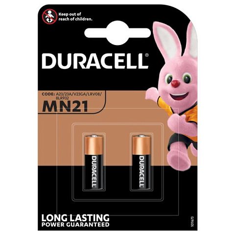 Спеціалізована лужна батарейка Duracell MN21 12V, (A23/23A/V23GA/LRV08/8LR932), 2 шт.  - фото