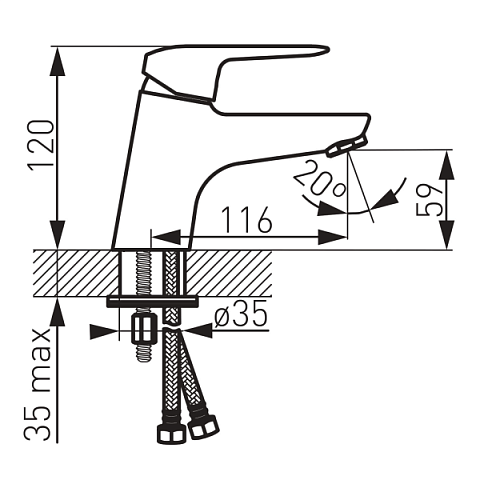 Смеситель для умывальника FERRO DIJON BDJ2 (с донным клапаном) - фото