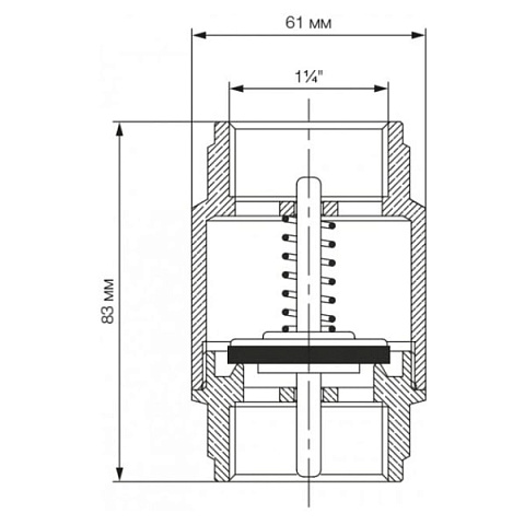Зворотний клапан Bonomi EUROPA Ø1 1/4'' PN18 -20/+100°C, латунний шток (10000010) - фото