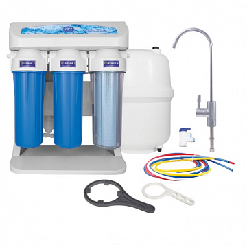 Фильтр обратного осмоса Aquafilter ELITE7GP на станине с помпой и мембраной 75GPD - фото