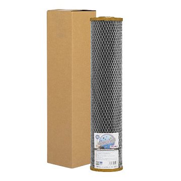 Картридж із пресованим кокосовим вугіллям Aquafilter FCCBL20BB-G Ø107x506мм 45°C (очищення від хлору та органічних забруднень) - фото