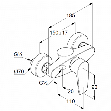 Змішувач для душу (настінний) Kludi Pure&Solid 348410575 - фото
