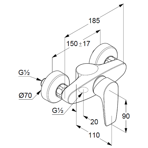 Змішувач для душу (настінний) Kludi Pure&Solid 348410575 - фото