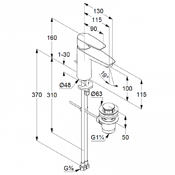 Змішувач для умивальника Kludi Pure&Solid 342900575 - фото