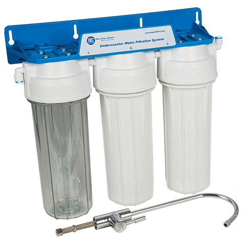 Проточный фильтр питьевой воды Aquafilter FP3-K1 под кухонную мойку с краном питьевой воды - фото