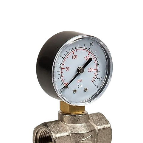 Промывной фильтр для воды Aquafilter FHMB12 G1/2'' (латунь) 93°C 16bar с картриджем 100mcr и манометром - фото