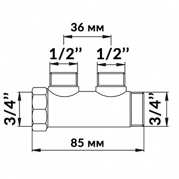 Коллектор Bianchi 202 3/4''x1/2'' с 2 выходами - фото