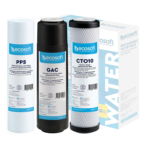 Покращений комплект картриджів Ecosoft 1-2-3 для фільтрів  зворотного осмосу CHV3ECO - фото