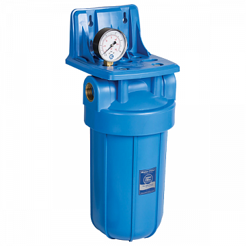 Магистральный фильтр для воды Aquafilter FH10B1-B-WB G1'' (латунь) 10BB 45°C 8bar с манометром (без картриджа) - фото