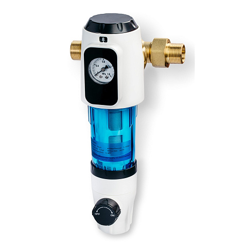 Фильтр сетчатый Canature CPF-4-M Ø3/4'' 40мкм с поворотным креплением 360 и манометром - фото