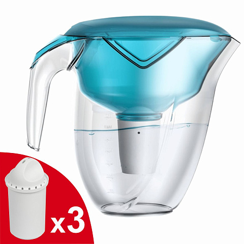 Фильтр-кувшин Ecosoft Nemo (аква грин) 3.0/1.8л FMVNEMODGECO + 3 картриджа - фото