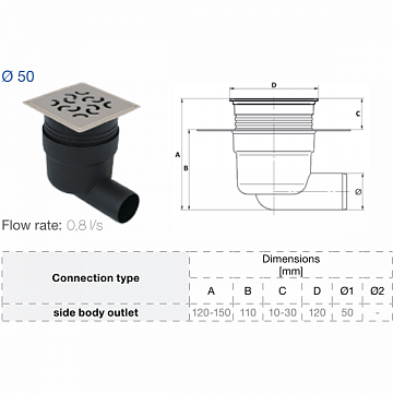 Душевой трап CAPRICORN Aqua Ambient ARCO 50 (угловой) - фото