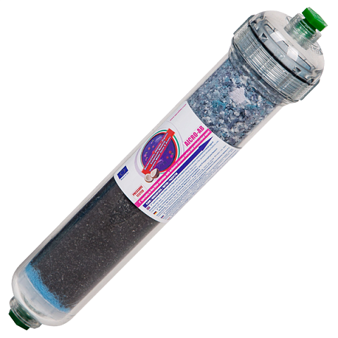 Угольный бактерицидный постфильтр Aquafilter AICRO-AB (резьба G1/4'') для систем обратного осмоса - фото