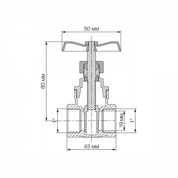 Засувка латунна Bonomi 1'' ВВ PN10 +80°C 52300008 - фото