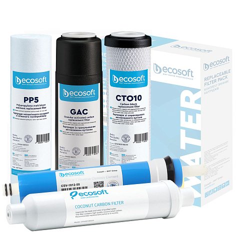 Набір картриджів Ecosoft RO5 для фільтрів зворотного осмосу - фото