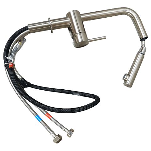 Смеситель для кухни с выдвижным душем Imprese Lotta (55403-SS) - фото