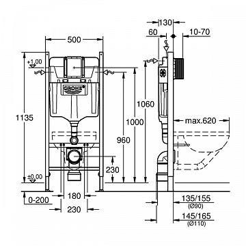 Инсталляция GROHE Rapid SL 2в1 388400WG (3884000+3855800М) - фото