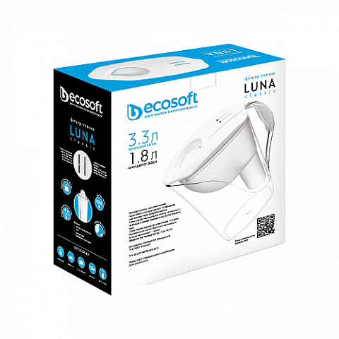 Фільтр-глечик Ecosoft Luna Classic 3,3л (білий) FMVLUNAWEXP - фото