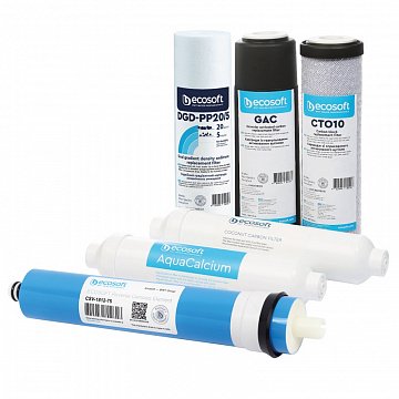 Полный набор картриджей Ecosoft Aquacalcium с мембраной 75GPD и минерализатором PD2010MACPURE (CHV6PUREMAC) - фото