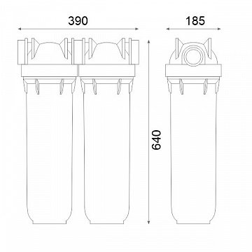 Магістральний фільтр Atlas Filtri DP BIG DUO TS (прозора) Ø1" IN (пластик) 20'' 45°C 8,3bar ZA1802711 (без картриджа) - фото