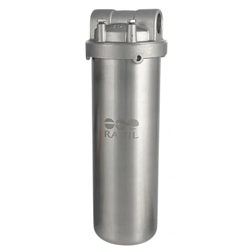 Корпус фильтра Slim 10'' HMS-10B 3/4'' из нержавеющей стали (комплект: ключ, кронштейн, саморезы) - фото