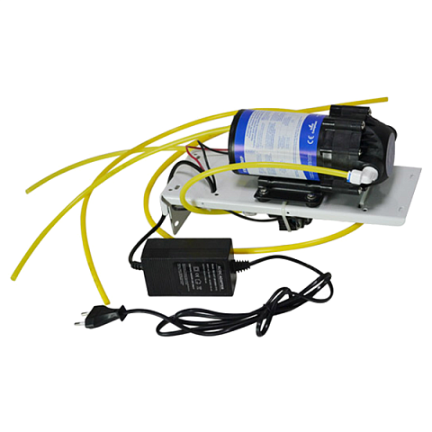 Помпа для системи зворотного осмосу Aquafilter AFXPOMP 24В G3/8'' 40°C на кронштейні з датчиками та трансформатором (для мембран 50-125GPD) - фото