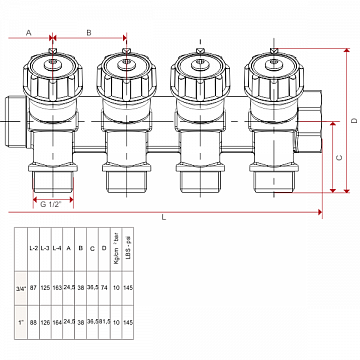 Колектор регульований Itap 465/2 3/4''x1/2'' з 2 виходами - фото