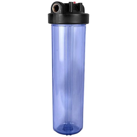 Магістральний фільтр для води Aqualite FH20BB G1'' 45°C 8bar прозорий (з картриджем 5mcr) - фото