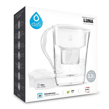 Фильтр-кувшин Dafi Luna Unimax Белый 3,3/1,5л (кувшин + 2 картриджа) - фото