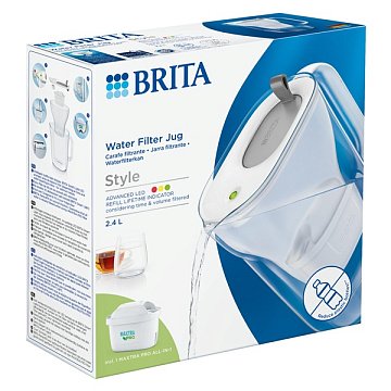 Фильтр-кувшин Brita Style LED 2.4/1.2л серый с картриджем Maxtra PRO (световая LED индикация) (1052809) - фото