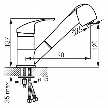 Смеситель для кухни c выдвижным шлангом FERRO VASTO BVA8 - фото