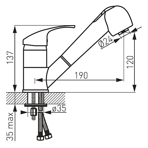 Змішувач для кухні з висувним шлангом FERRO VASTO BVA8 - фото