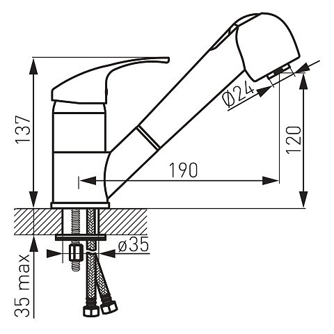 Смеситель для кухни c выдвижным шлангом FERRO VASTO BVA8 - фото
