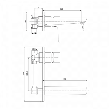 Змішувач для умивальника прихованого монтажу Imprese Breclav (VR-05245) - фото