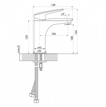 Змішувач (високий) для умивальника Imprese Praha (05030(M)) - фото