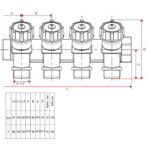 Коллектор  регулируемый Itap 465/2 1''x1/2'' с 2 выходами - фото