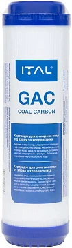 Картридж з активованим вугіллям ITAL GAC10IT Ø72x254мм 45°C (очищення від хлору та органічних забруднень) - фото
