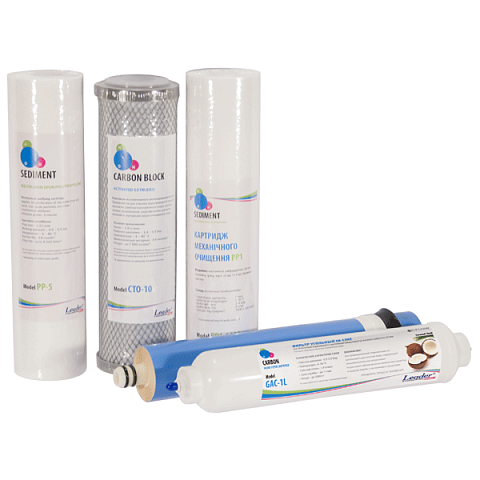 Полный набор картриджей Leader для обратного осмоса (мембрана 50GPD) - фото