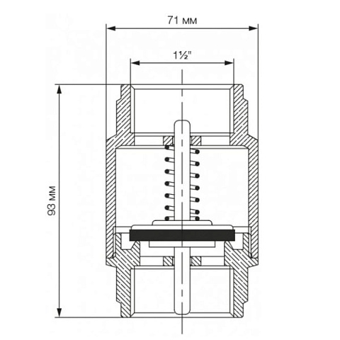 Зворотний клапан Bonomi EUROPA Ø1 1/2'' PN18 -20/+100°C, латунний шток (10000011) - фото